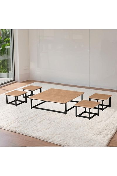 DEC4 4+1 ground wood tea set