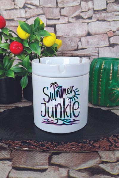 giftkonsept Summer  Summer Themed Printed Ceramic Lid Odorless Ashtray
