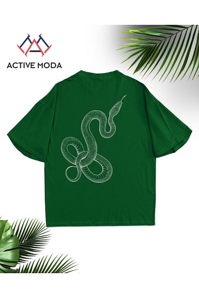 ACTIVE MODA -Men's Cotton Printed Snake Short Sleeve Tshirt Oversize Big Size