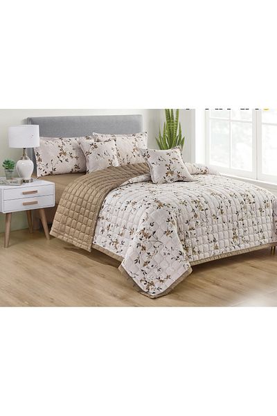 Mark Summer printed double bed sheet, comfortable, made of microfiber, 6 pieces, size 230*240 cm