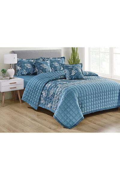 Mark Summer printed double bed sheet, comfortable, made of microfiber, 6 pieces, size 230*240 cm