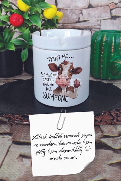 giftkonsept Trust Me Someone Cares Printed Ceramic Lid Odorless Ashtray