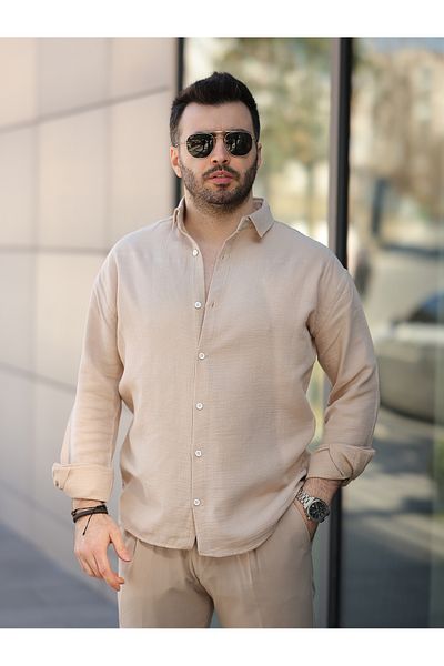 BASEL.CO Άνετο βαμβακερό πουκάμισο από μουσελίνα