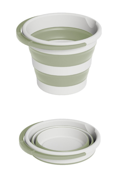 12den Katlanır Bebek Banyo Su Kovası, Saplı Oluklu Akordiyon Çok Amaçlı Kova Sepet 10 lt Yeşil