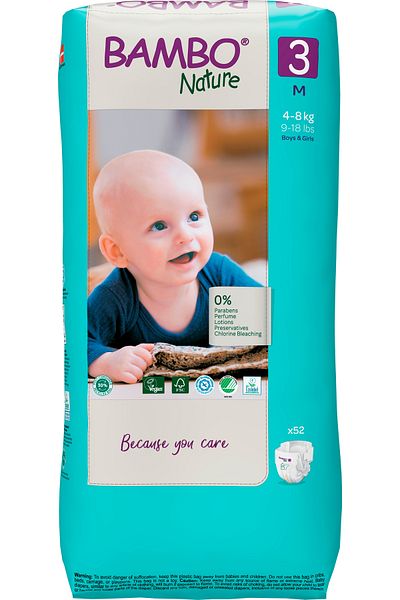 Bambo Nature Bambo Nature Midi Ecological Diapers, No. 3 (4-8 kg), pack of 52 pcs.