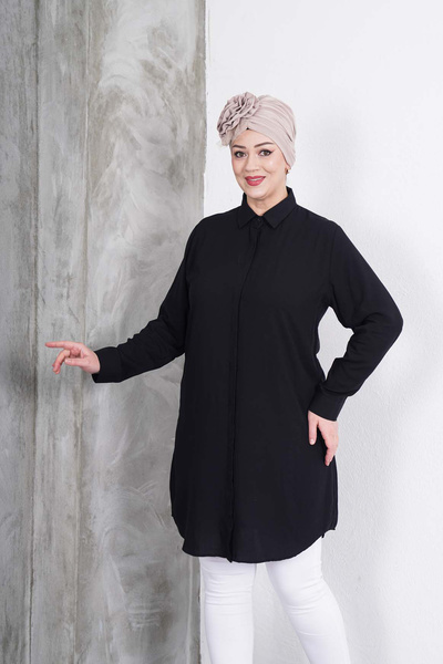 Polologin Butik Tunica neagra clasica tip camasa