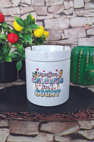 giftkonsept Vacation Caroies Dont Count Summer Themed Printed Ceramic Lid Odorless Ashtray