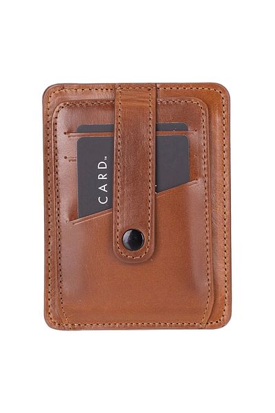 LiderGlobal Genuine Leather, Handmade Card Holder Blwl20 Rst2 Shaded Tan