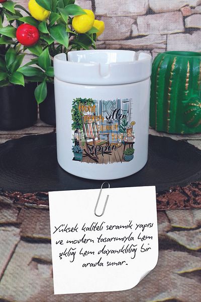 giftkonsept Front Porch Sittin Sweet Tea Sippin Summer Themed Printed Ceramic Lid Odorless Ashtray