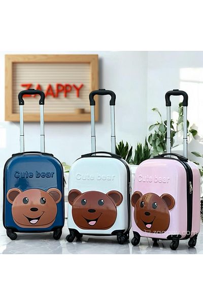 ZAAPPY Kids Trolley 18 Inch Lightweight Carry-On Hard Shell 3D Cartoon Design[ Bear] 4 Wheels