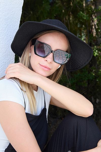 Fulla Moda Straw Hat with Ribbon and Velcro