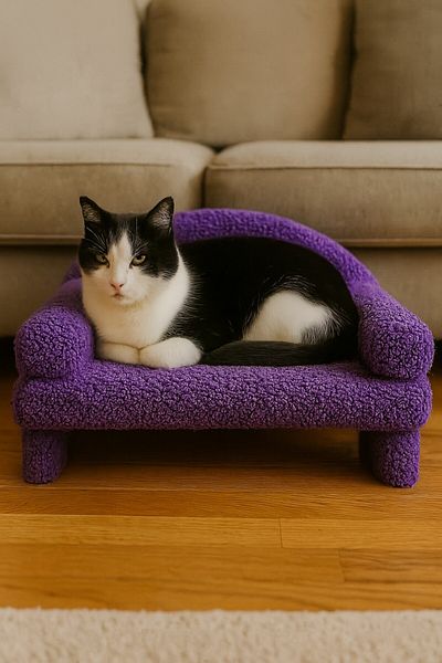 Reyo Pet Plush Cat Sitting Chair Cat Bed Purple