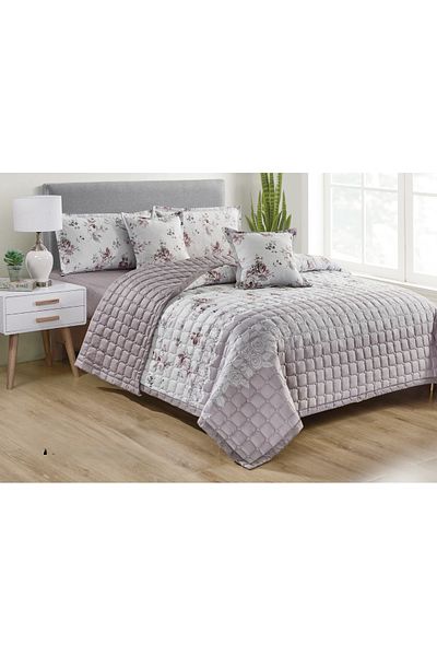 Mark Summer printed double bed sheet, comfortable, made of microfiber, 6 pieces, size 230*240 cm