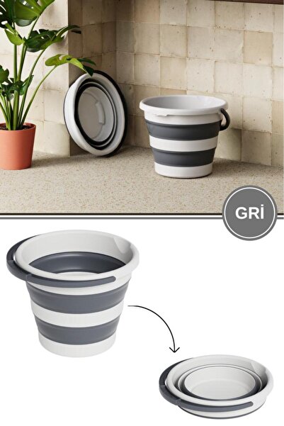 12den Katlanır Bebek Banyo Su Kovası, Saplı Oluklu Akordiyon Çok Amaçlı Kova ...