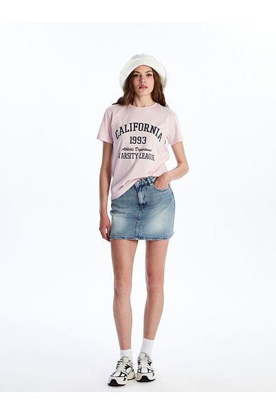 LC Waikiki Νέα σεζόν Crew Neck California Printed Γυναικείο Tisort - S5R062Z8