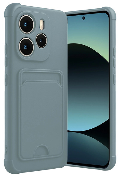 NewFace Xiaomi Redmi Note 14 4g سيليكون مع بطاقة عمل كلفن - أخضر فاتح Dpmah