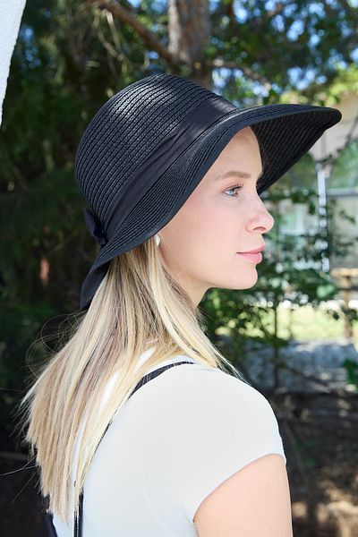 Fulla Moda Straw Hat with Ribbon and Velcro