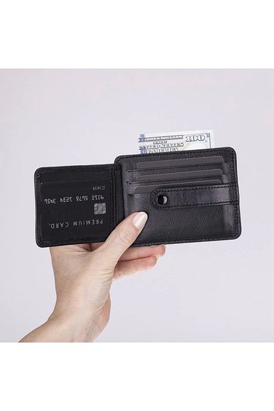 LiderGlobal Genuine Leather, Handmade Card Holder Blwl20 Rst1 Black