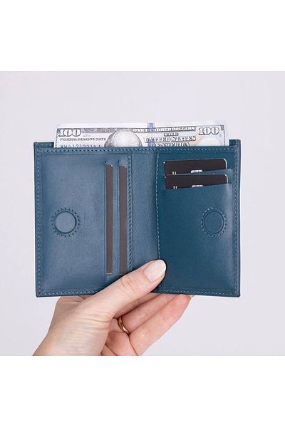 Enseb Nigra Genuine Leather, Handmade Wallet Shaded Blue