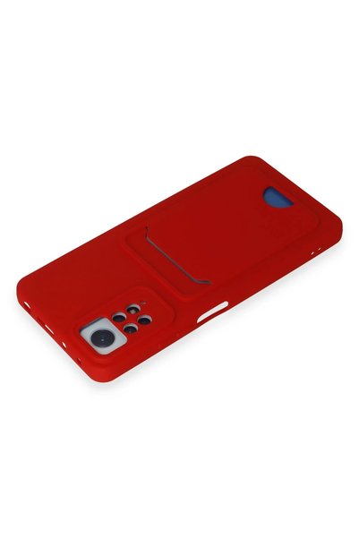 New Face Xiaomi Redmi Note 12 Pro 4G Kılıf Kelvin Kartvizitli Silikon - Kırmızı ALMLA