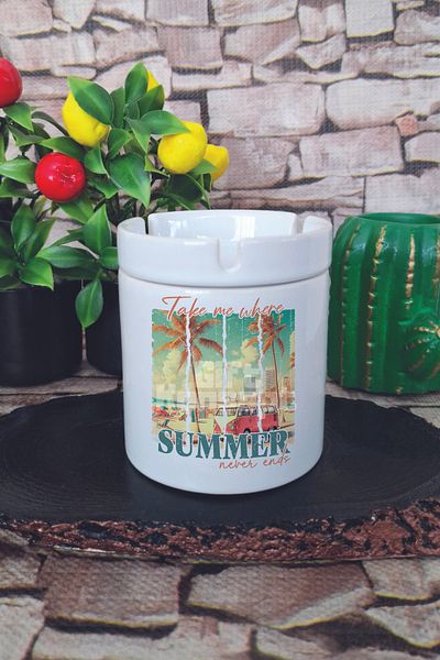 giftkonsept Take Me Where Summer Never Ends Summer Themed Printed Ceramic Lid Odorless Ashtray
