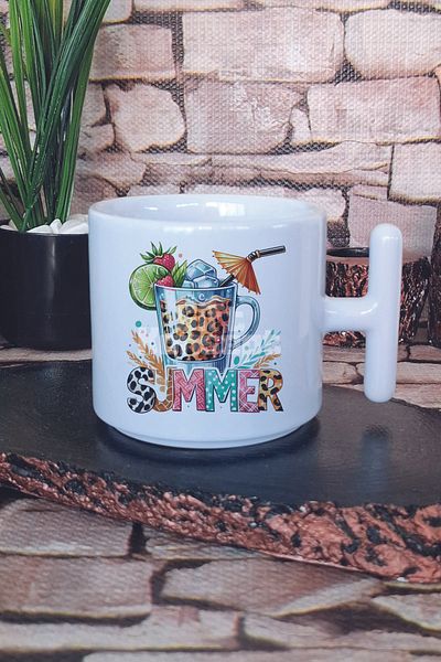 giftkonsept Summer Printed t Handle Latte Cup Mug Cup