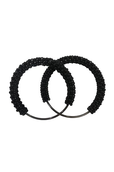 Yumuşakkeçe Accesoriu Geanta Rotunda Neagra Cu Margele Argintiu Culoare Metal Mâner Geanta 12 Cm