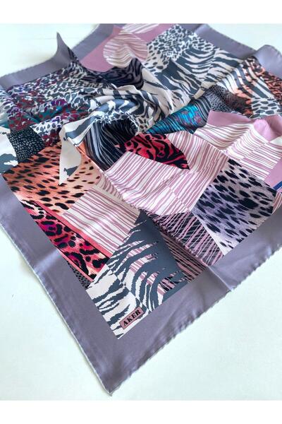 Aker Tivil Pure Silk Scarf 49606 Λιλά Μικτό σχέδιο