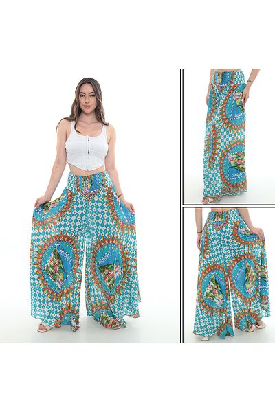 NAVAJO 100% Cotton Beaded Patterned Palazzo Pants – Wide Leg, Summer Unlined