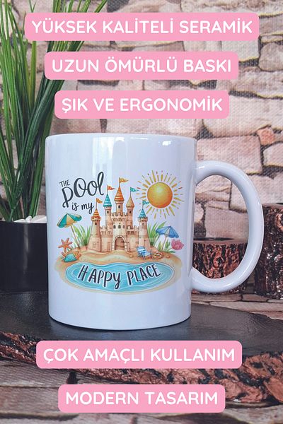 giftkonsept The Pool Is My Happy Place Printed Gift Mug