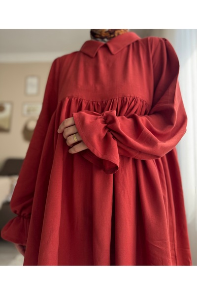 Mina Terzi&Butik Cotton Ruffle Sleeve Robe Tunic