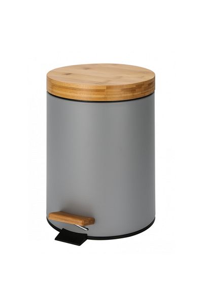 Raki RAKI ICIKALA metal bathroom waste bin with pedal and bamboo lid 12lt 25xh38cm grey