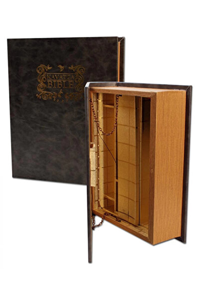 Kavatza Cutie deghizata in Biblie cu Led, Kavatza, Ascunzatoare, Carte din lemn pentru foite filtre tutun