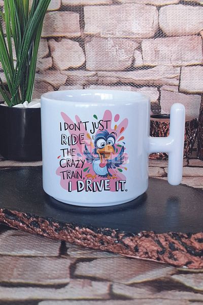 giftkonsept I Dont Just Ride the Crazy Train Printed t Handle Latte Cup Mug Cup
