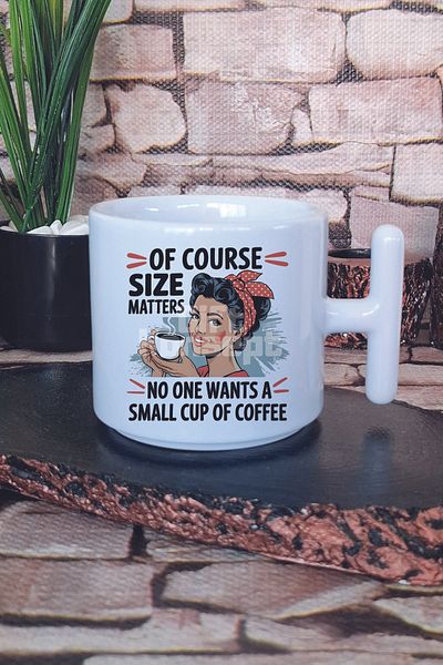 giftkonsept No One Wants a Small Cup of Coffee Printed t Handle Latte Cup Mug Cup