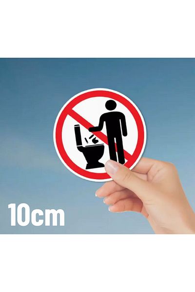 zafrakreklam Wc Toilet Warning Diversion Sticker Foil Label 12 Pcs 10 cm