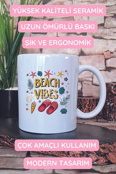 giftkonsept Beach Vibes Seaside Sand Slippers Printed Gift Mug