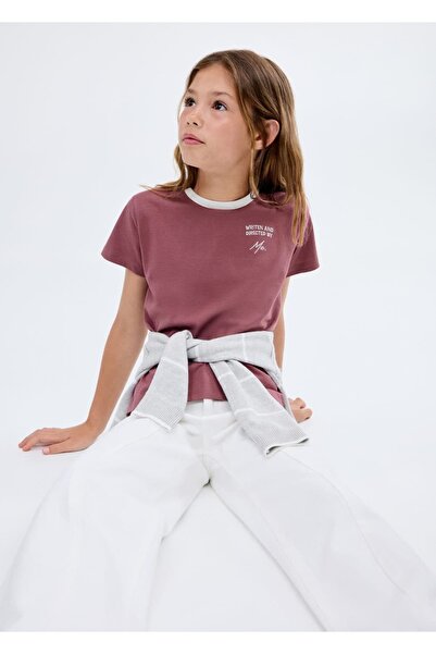 MANGO Kids Kontrast yakalı işlemeli tişört
