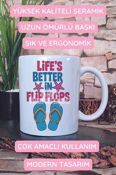 giftkonsept Life's Better in Flip Flops Printed Gift Mug
