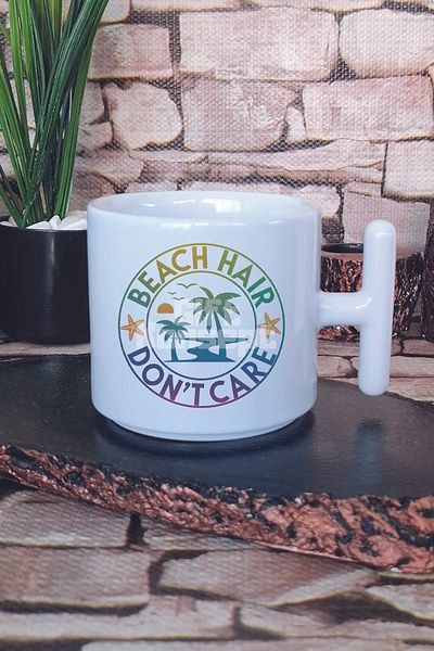 giftkonsept Beach Hair Dont Care Printed t Handle Latte Cup Mug Cup