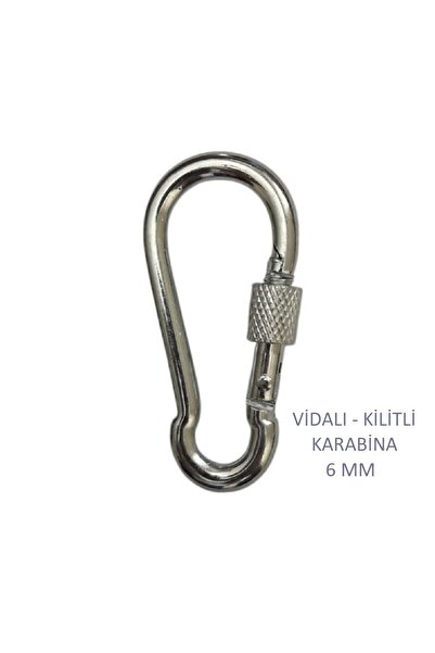 Karabina, Galvanizli, Vidalı (Kilitli) 6 mm, Askı, Çengel, Kanca, Anahtarlık