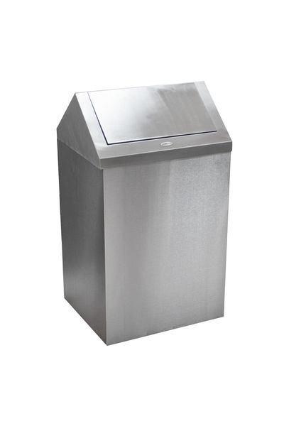 Raki Square trash can with hinged lid RAKI 54lt, 30x34xh62cm, chrome