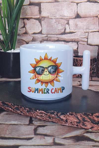 giftkonsept Summer Camp Printed t Handle Latte Cup Mug