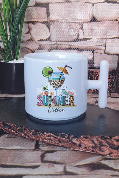 giftkonsept Summer vibes Printed t handle latte cup mug cup