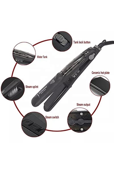 Generic 2 in 1 Curling Straightening Steam Flat Iron Professional Steam Hair Straightener Salon Styler