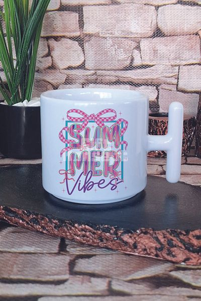 giftkonsept Retro Summer Vibes Printed t Handle Latte Cup Mug Cup