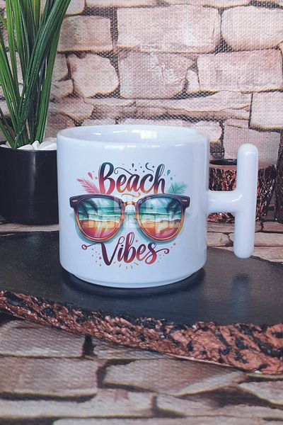 giftkonsept Beach Vibes Printed t Handle Latte Cup Mug Cup