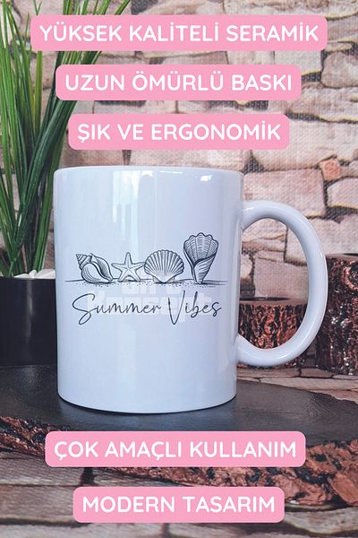 giftkonsept Seashell Summer Vibes Printed Gift Mug
