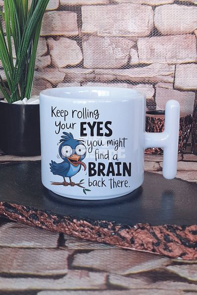 giftkonsept Keep Rolling Your Eyes Sarcastic Printed t Handle Latte Cup Mug Cup
