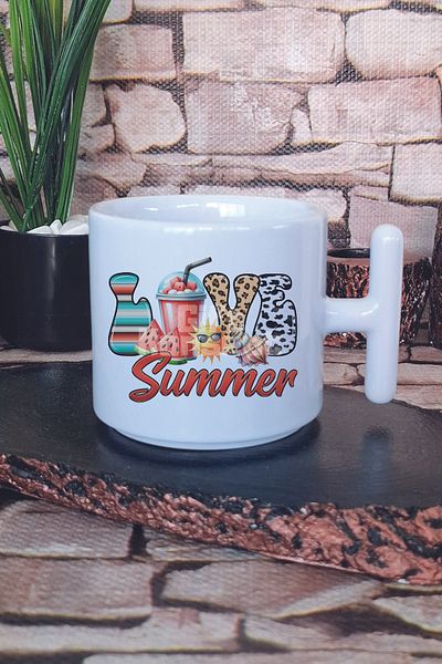 giftkonsept Love Summer Printed t Handle Latte Cup Mug